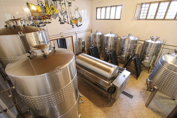 Os tonéis onde acontece a fermentação dos vinhos e espumantes. 