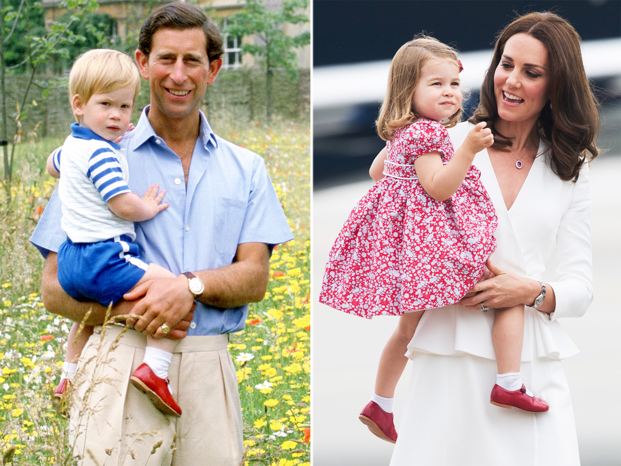 Não é a primeira vez que a pequena Princesa Charlotte repete o look de entes da família real.