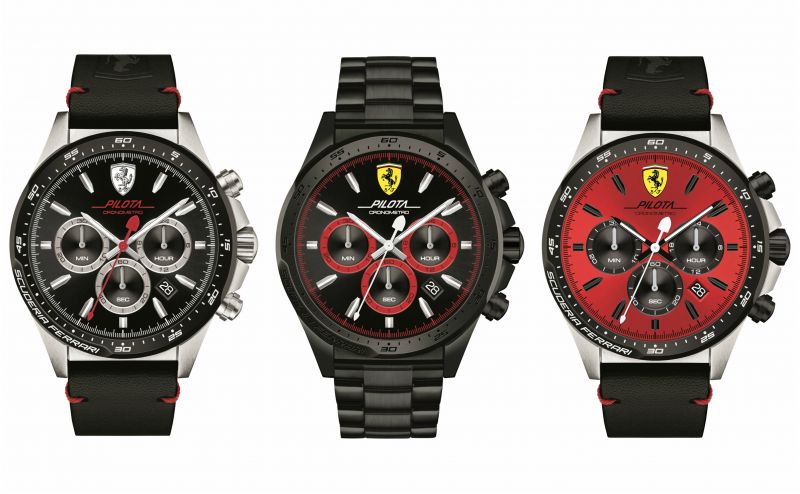 Os três novos modelos de relógios Scuderia Ferrari foram inspirados nos carros de corrida.