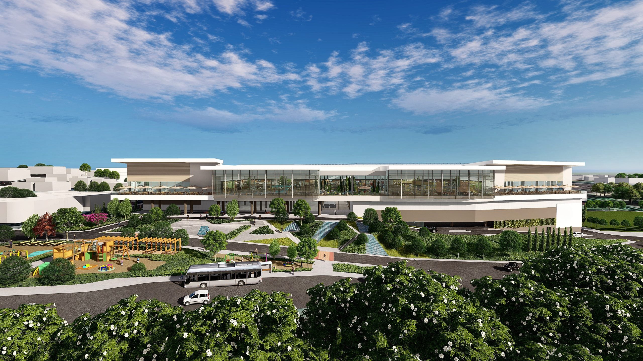 Projeto da fachada do Shopping Plaza Campos Gerais.